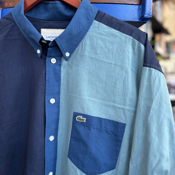 Lacoste Relaxed Fit Colorblock LS Button-Down (XL) - Picture 3 of 5
